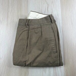 Vtg Polo Ralph Lauren Mans Light Brown Houndstooth Cotton Pleated Pant Size 32